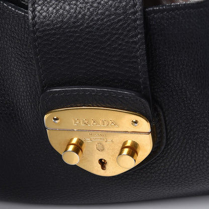 Prada Vitello Daino Pushlock Tote Black 10 of 14