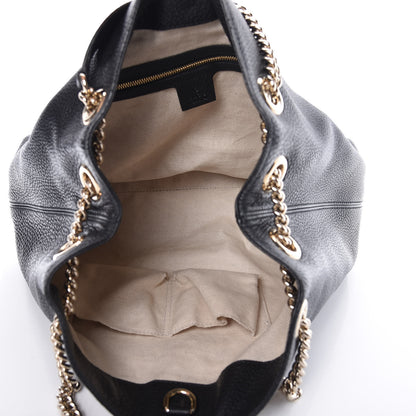 Gucci Pebbled Calfskin Medium Soho Chain Shoulder Bag Black 7 of 10