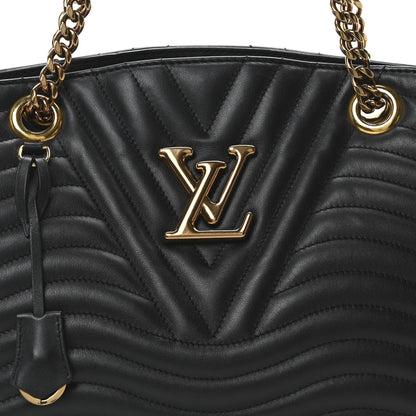 Louis Vuitton Calfskin New Wave Chain Tote Black 7 of 9