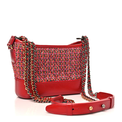 Chanel Tweed Calfskin Small Gabrielle Hobo Red Multicolor 3 of 10