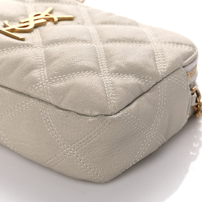 Saint Laurent Grained Lambskin Quilted Mini Becky Double Zip Bag Vintage White 9 of 13