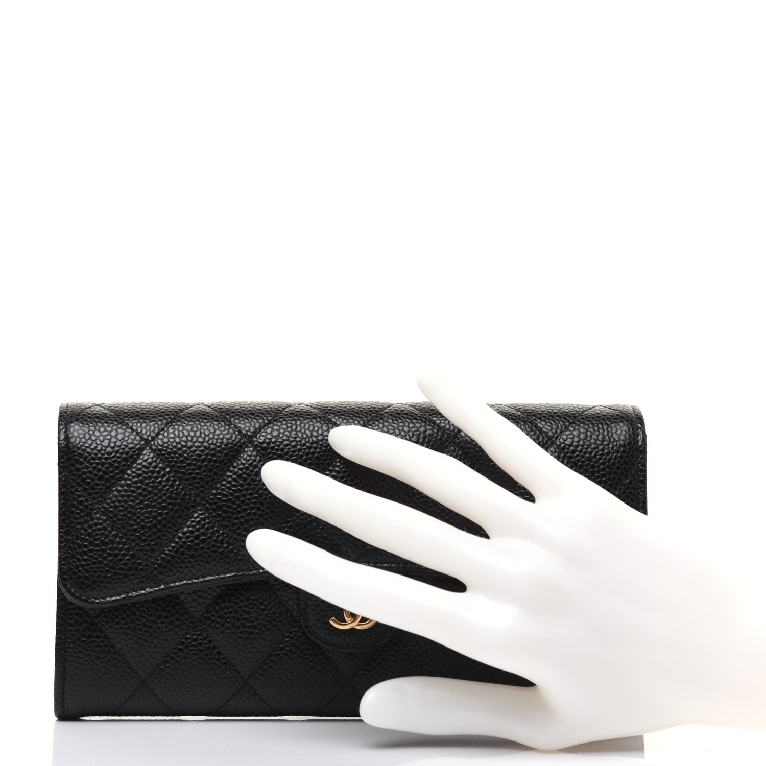 Chanel Caviar Quilted Large Gusset Flap Wallet Black 2 of 14
