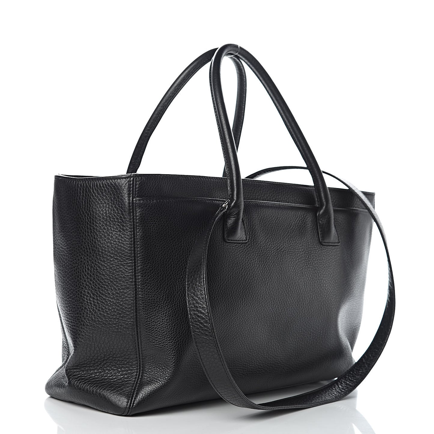 Calfskin Cerf Executive Shopper Tote Black