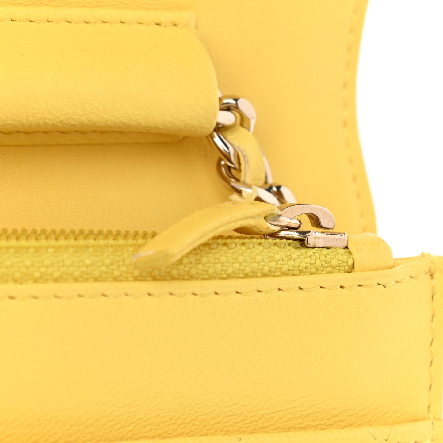 Lambskin Quilted Wallet on Chain WOC Yellow