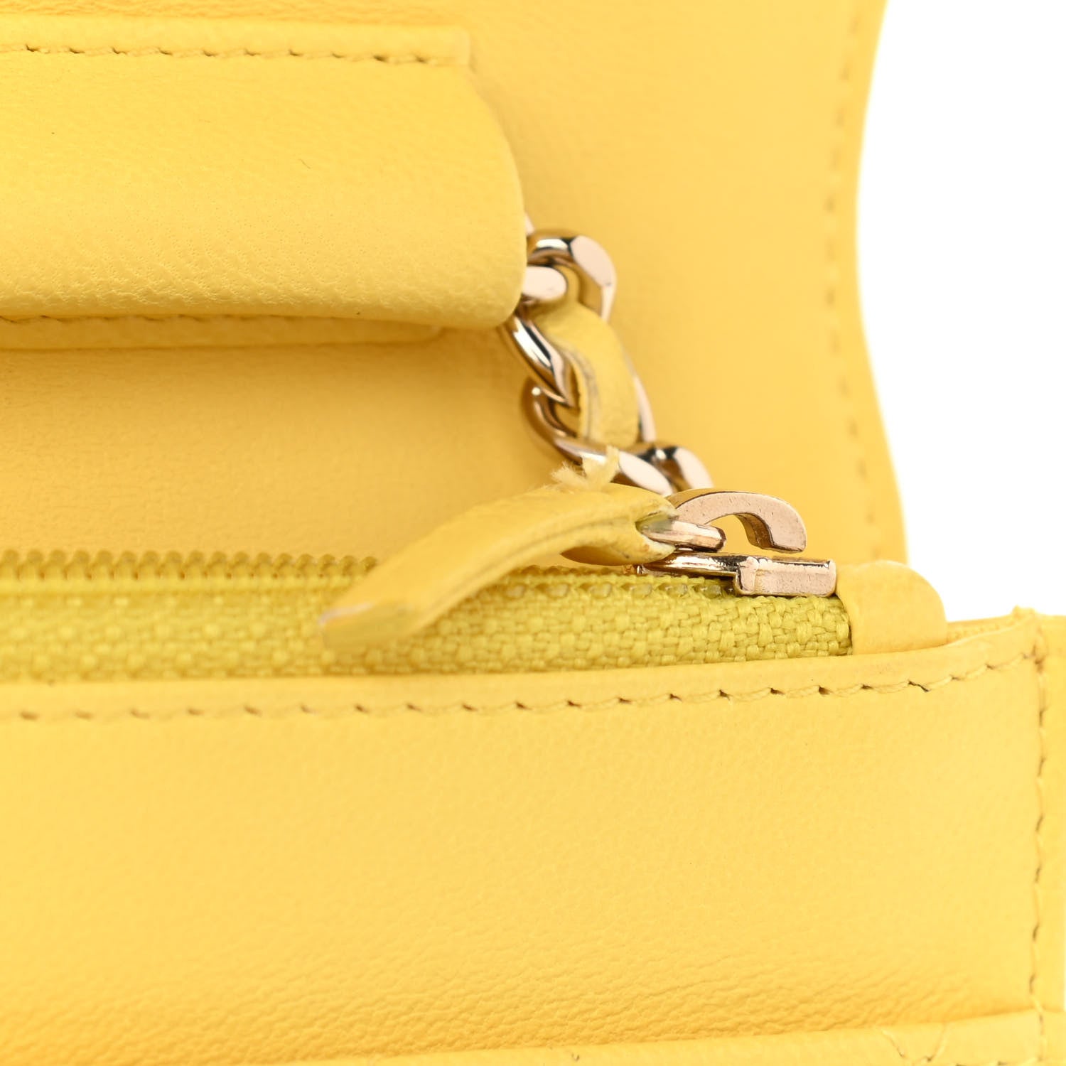 Chanel Lambskin Quilted Wallet on Chain WOC Yellow 12 of 13