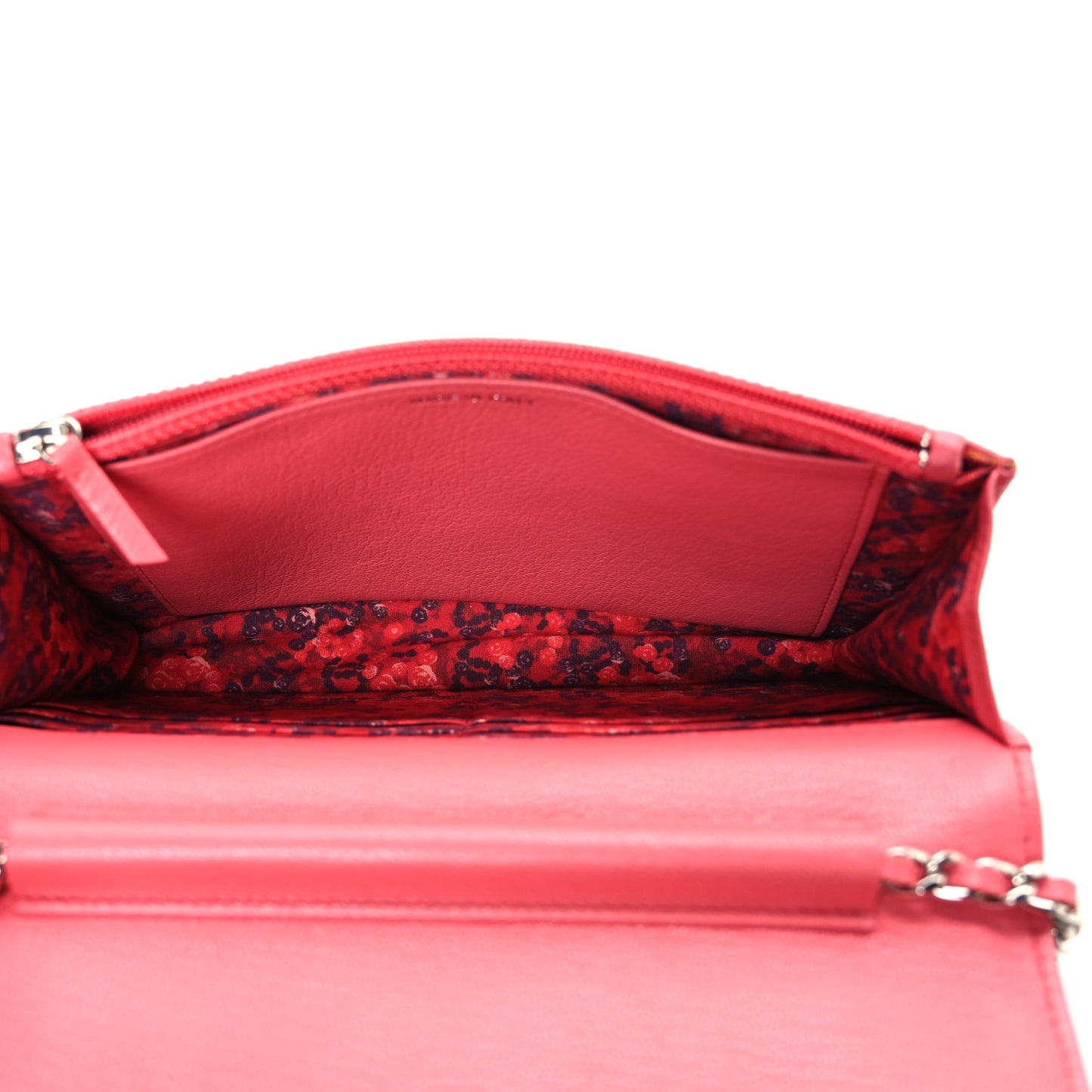 Grained Calfskin Clover CC Wallet On Chain WOC Pink