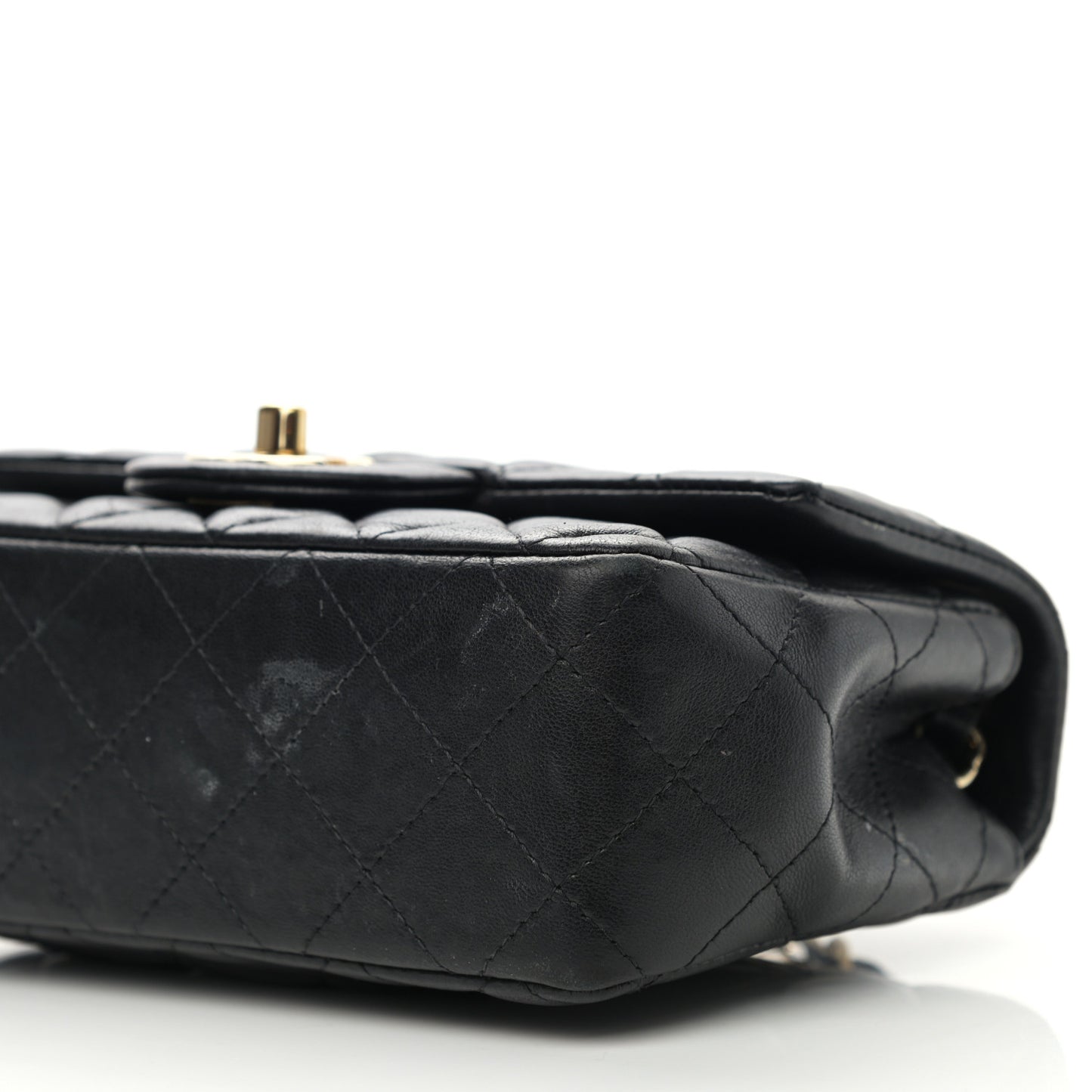 Lambskin Quilted Mini Rectangular Flap Black