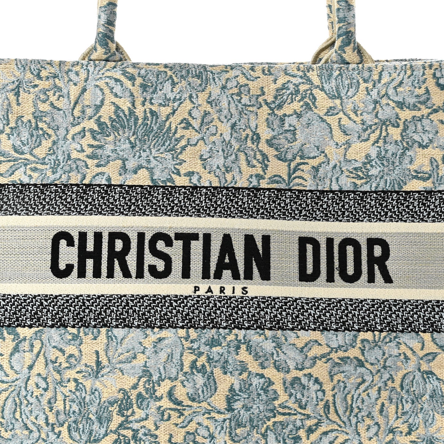 Canvas Embroidered Medium Brocart Book Tote Metallic Blue