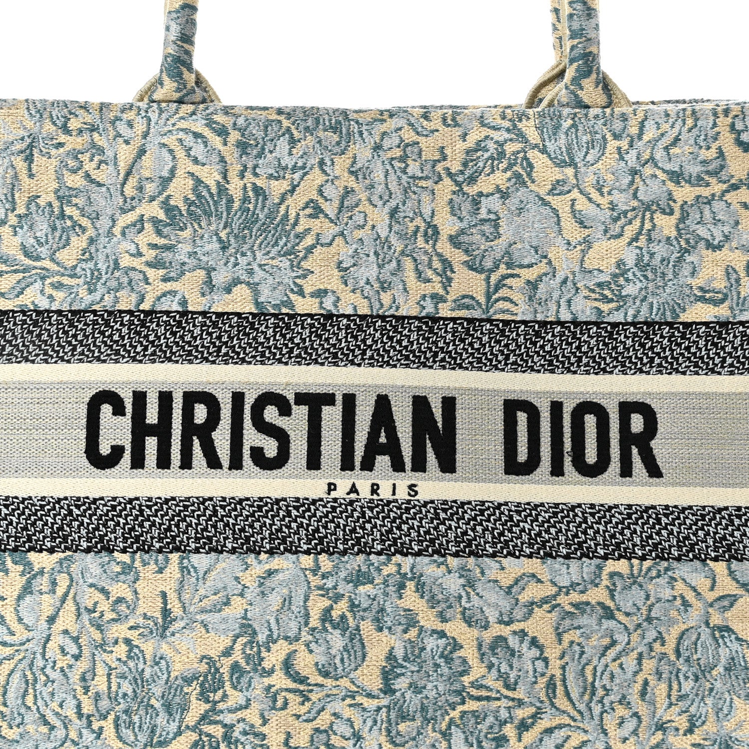 Christian Dior Canvas Embroidered Medium Brocart Book Tote Metallic Blue 8 of 10