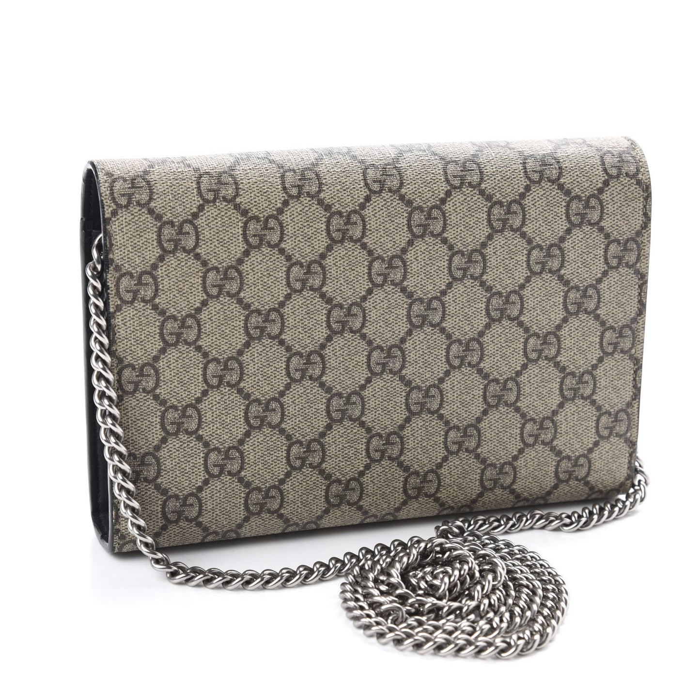 GG Supreme Monogram Mini Dionysus Chain Wallet Beige Black