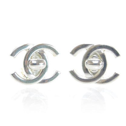 Chanel CC Turnlock Clip On Earrings Silver 1 of 3