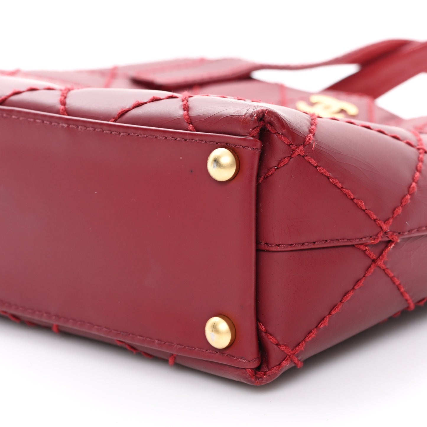 Calfskin Stitch Small Surpique Tote Red