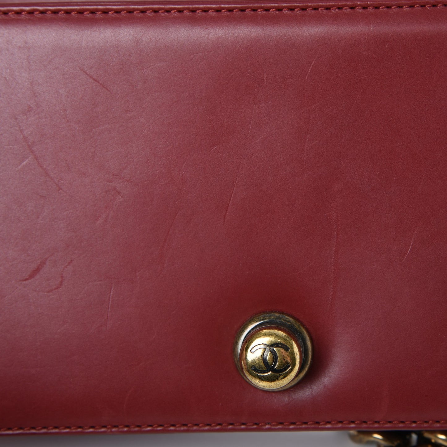 Glazed Calfskin Small Boy Flap Red