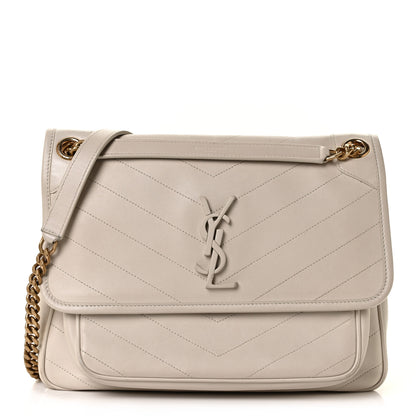 Saint Laurent Lambskin Matelasse Monogram Medium Niki Chain Satchel Nude Powder 1 of 12
