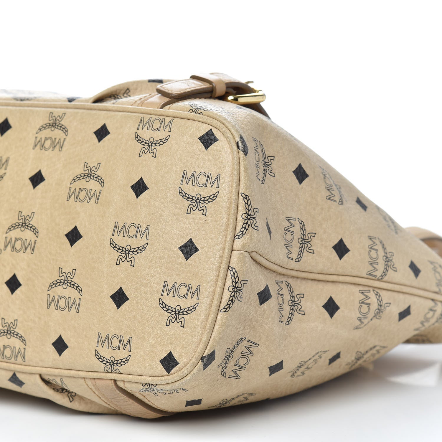 MCM Visetos Medium Essentials Shopper Tote Beige 9 of 13