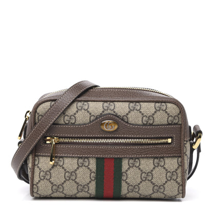 Gucci GG Supreme Monogram Web Mini Ophidia Shoulder Bag Brown 1 of 10
