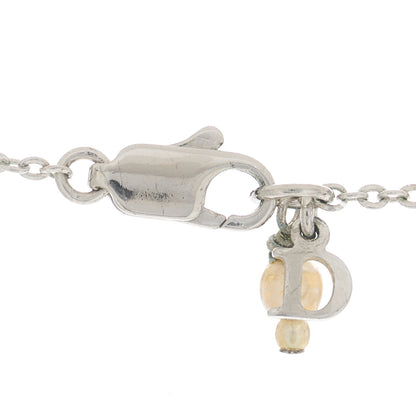 Christian Dior Pearl Logo Flower Necklace Silver 3 of 4