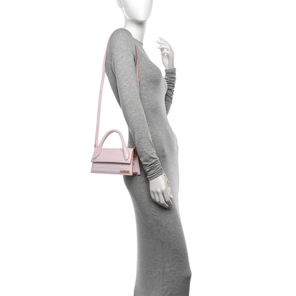 Jacquemus Calfskin Crocodile Embossed Le Chiquito Long Pale Pink 2 of 9