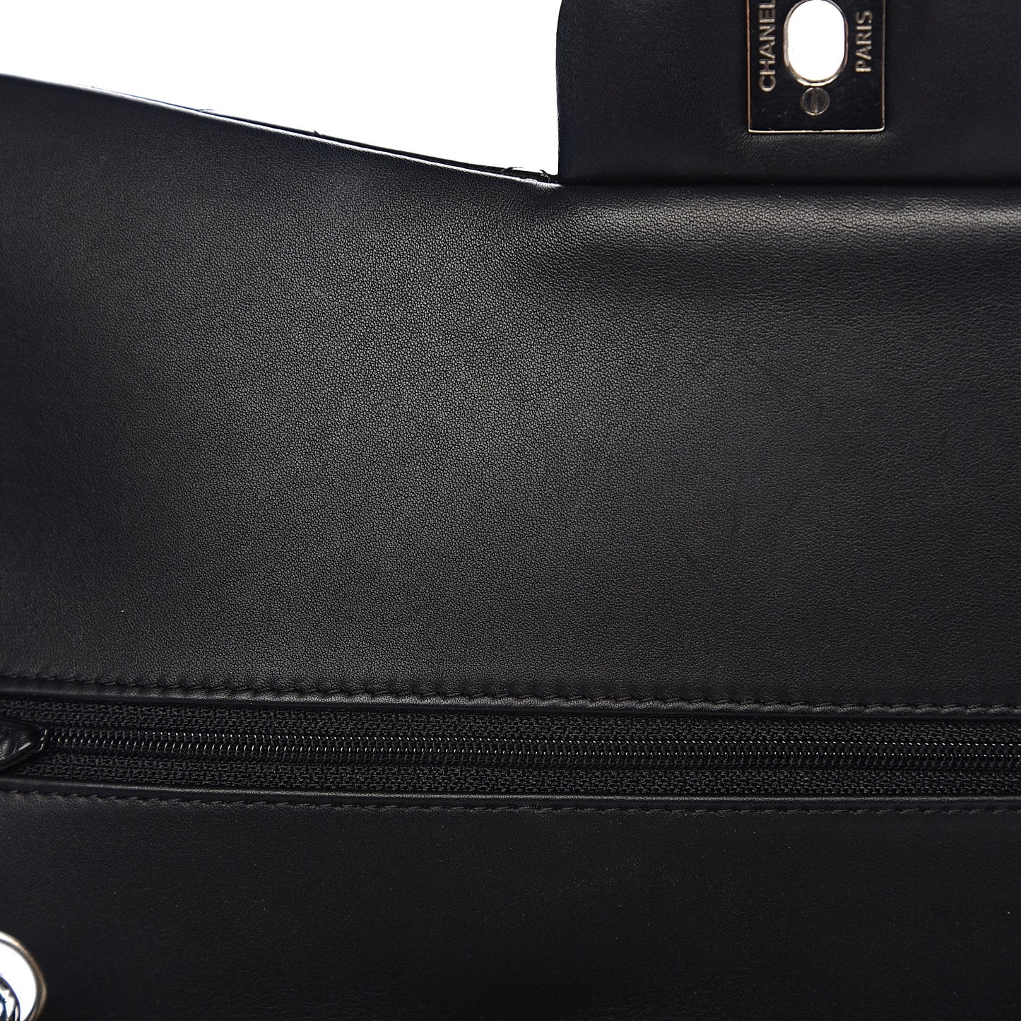 Striated Patent Quilted Jumbo Double Flap Black