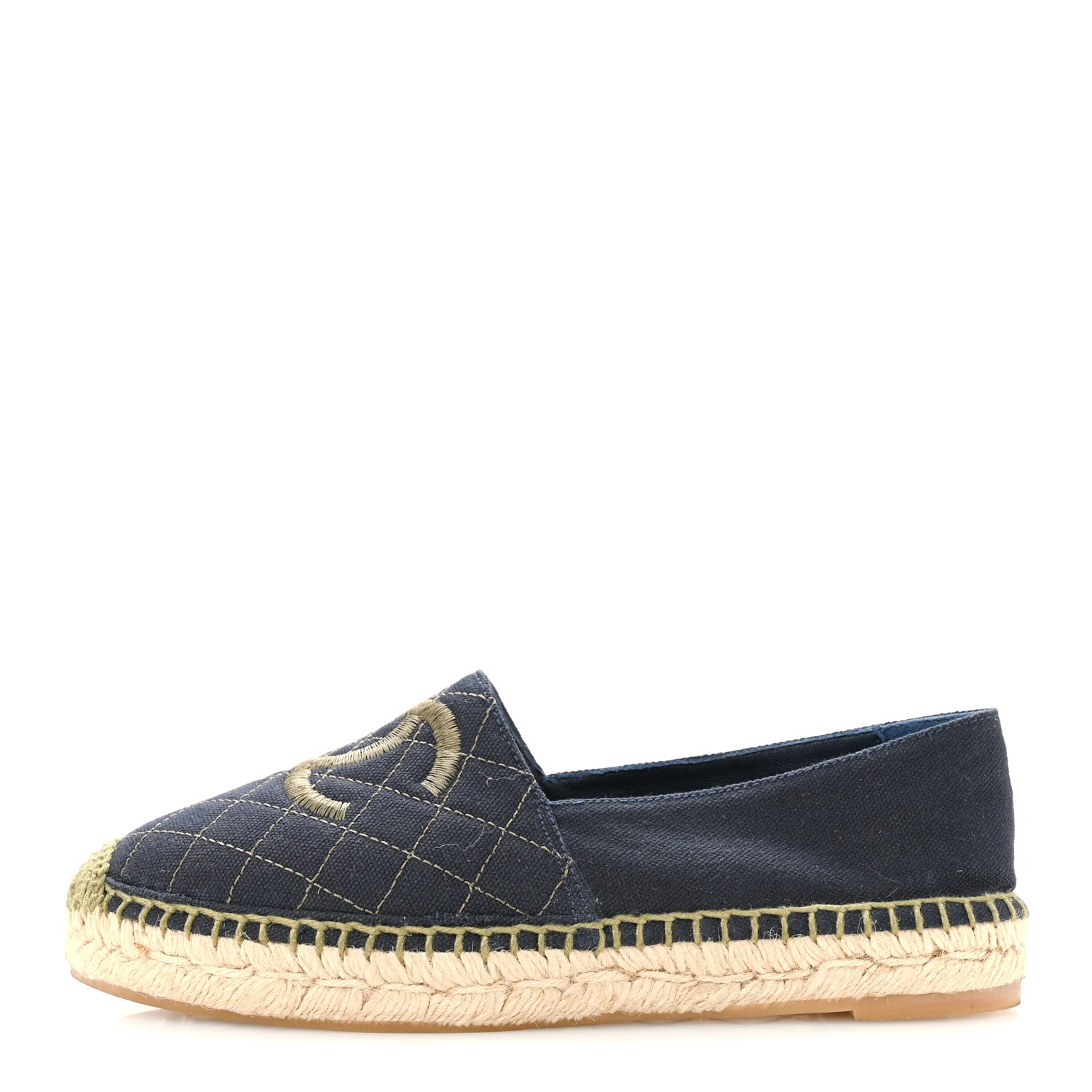 Chanel Fabric Biarritz CC Espadrilles 38 Blue Green 1 of 9