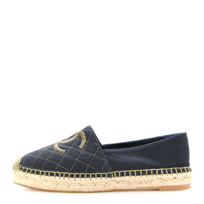 Chanel Fabric Biarritz CC Espadrilles 38 Blue Green 1 of 9
