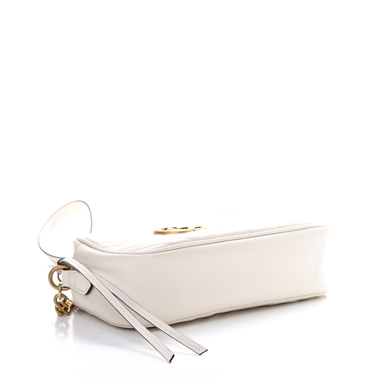 Calfskin Matelasse Small GG Marmont Chain Shoulder Bag White