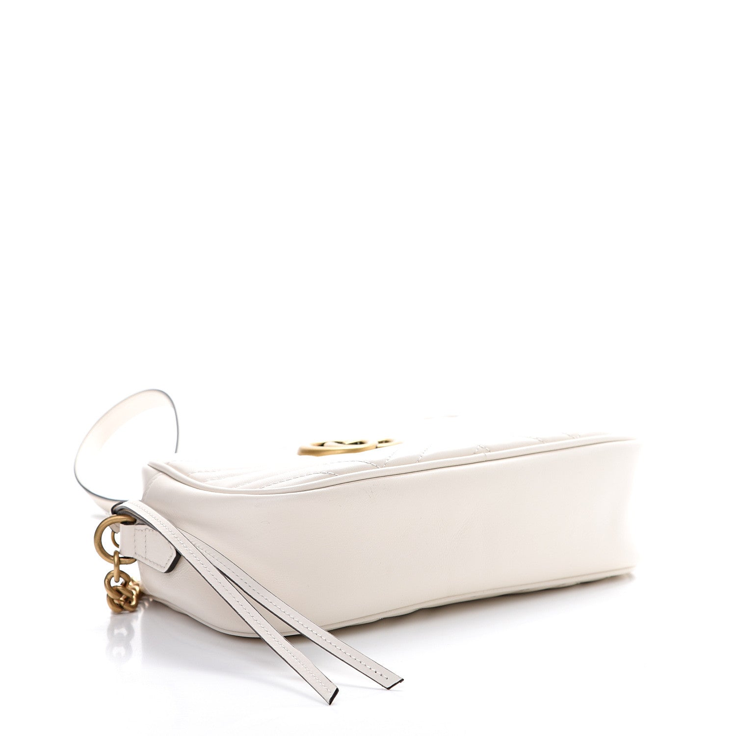 Gucci Calfskin Matelasse Small GG Marmont Chain Shoulder Bag White 3 of 10