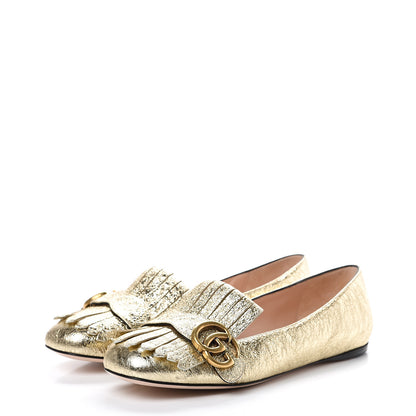 Gucci Galassia GG Marmont Fringe Flats 38 Platino 3 of 8