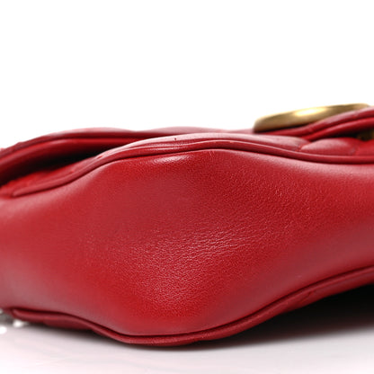 Gucci Calfskin Matelasse Super Mini GG Marmont Shoulder Bag Hibiscus Red 14 of 19