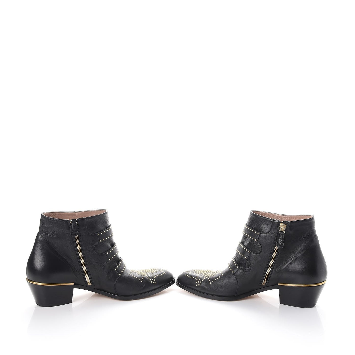 Nappa Sheepskin Studded Susanna Ankle Boots 40 Black Gold