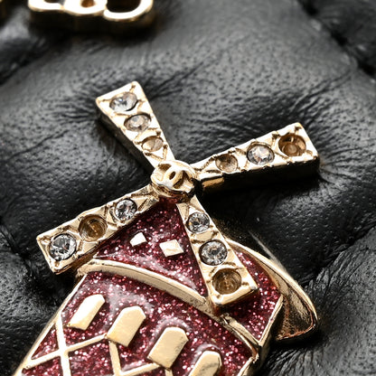 Chanel Aged Calfskin Quilted Lucky Charms 2.55 Reissue Wallet On Chain WOC Black 13 of 15
