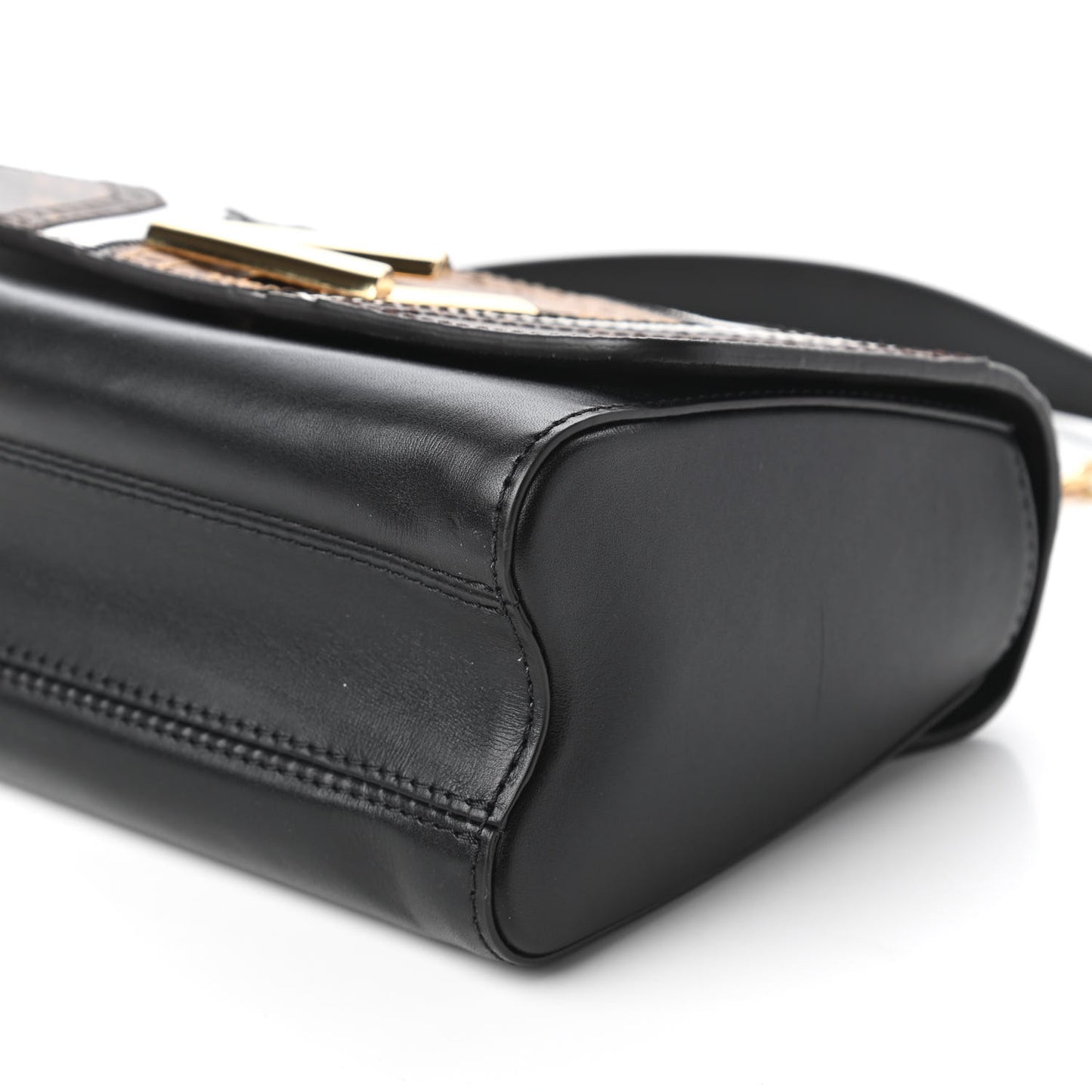 Veau Satin Monogram Twist Shoulder Bag MM Black
