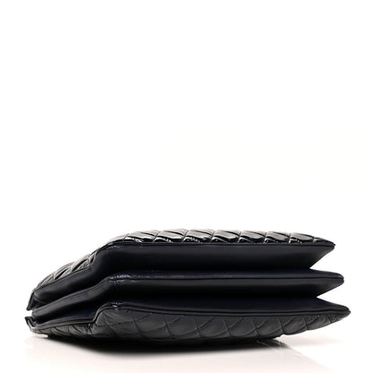 Chanel Patent Quilted Accordion Shopping Tote Navy 3 of 11