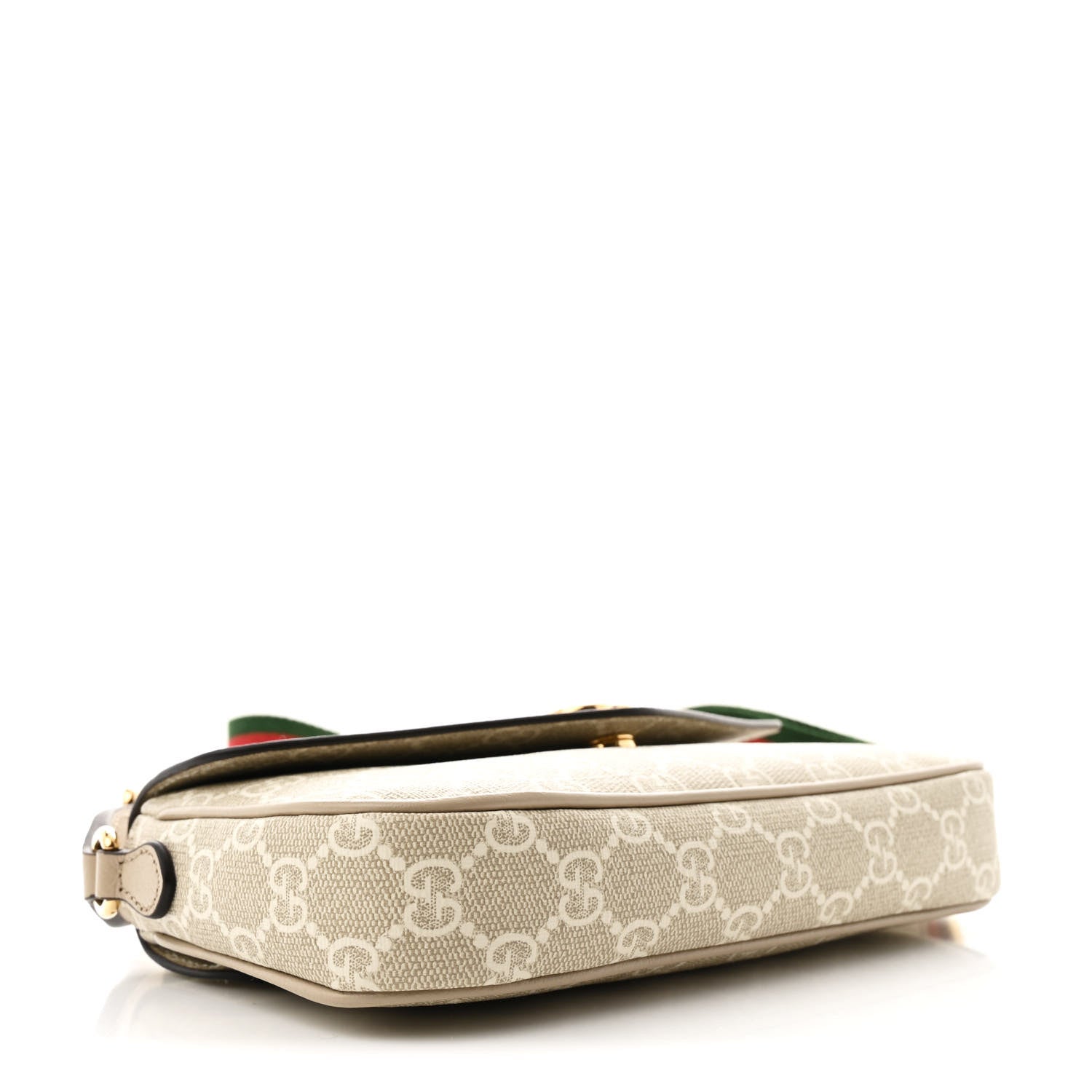 Gucci GG Supreme Monogram Textured Dollar Calfskin Web Mini Ophidia Envelope Shoulder Bag Beige Mystic White Oatmeal 4 of 10