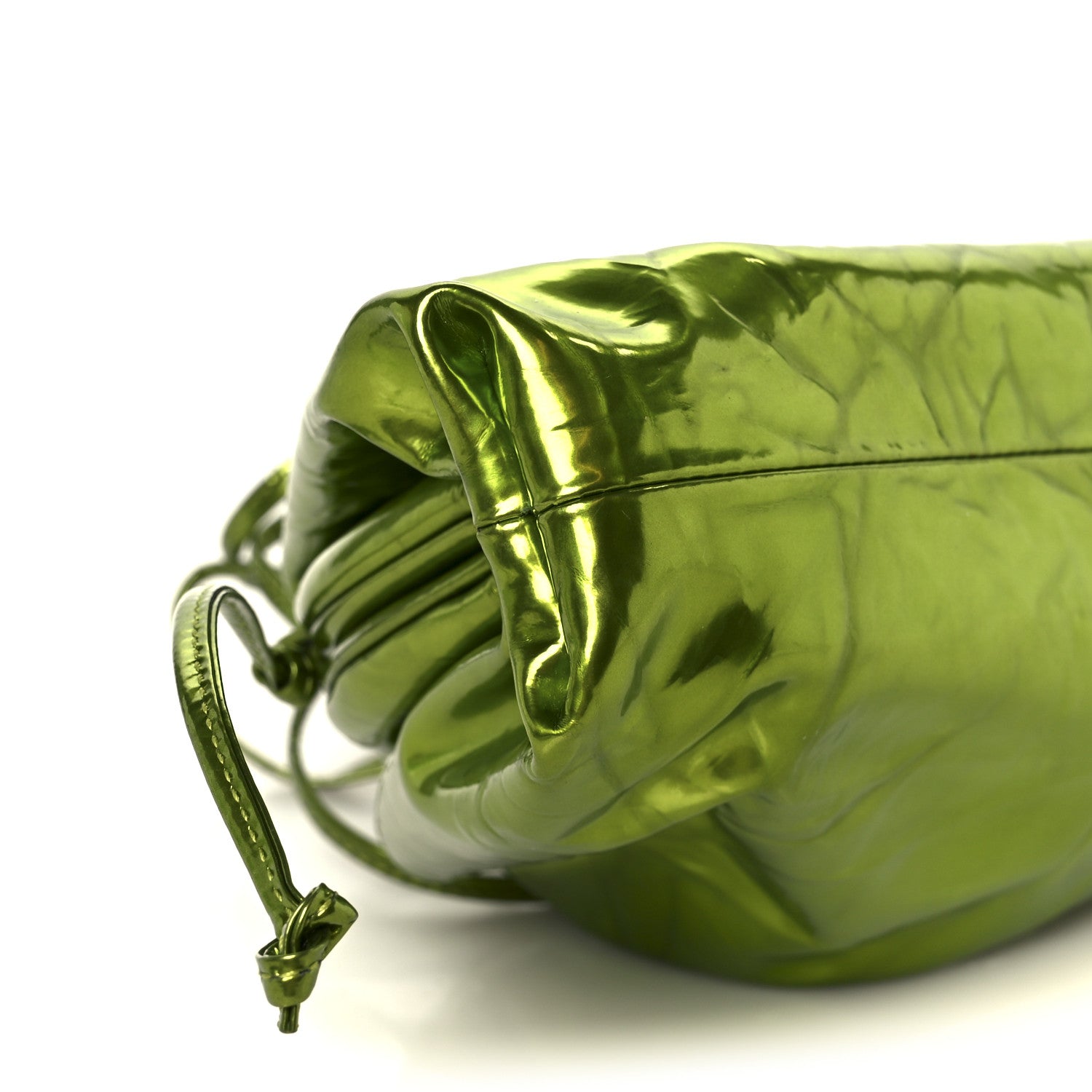 Bottega Veneta Metallic Crushed Calfskin The Mini Pouch Chlorophyll 11 of 12