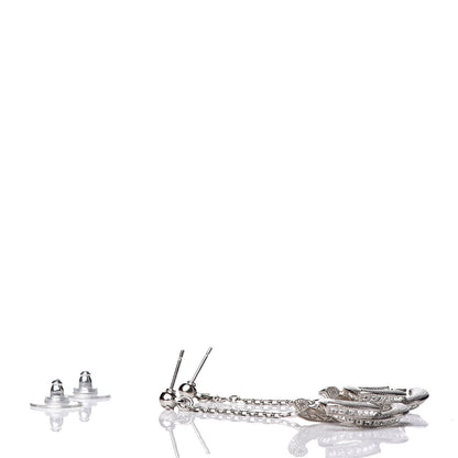 Chanel Baguette Crystal CC Drop Earrings Silver 4 of 5