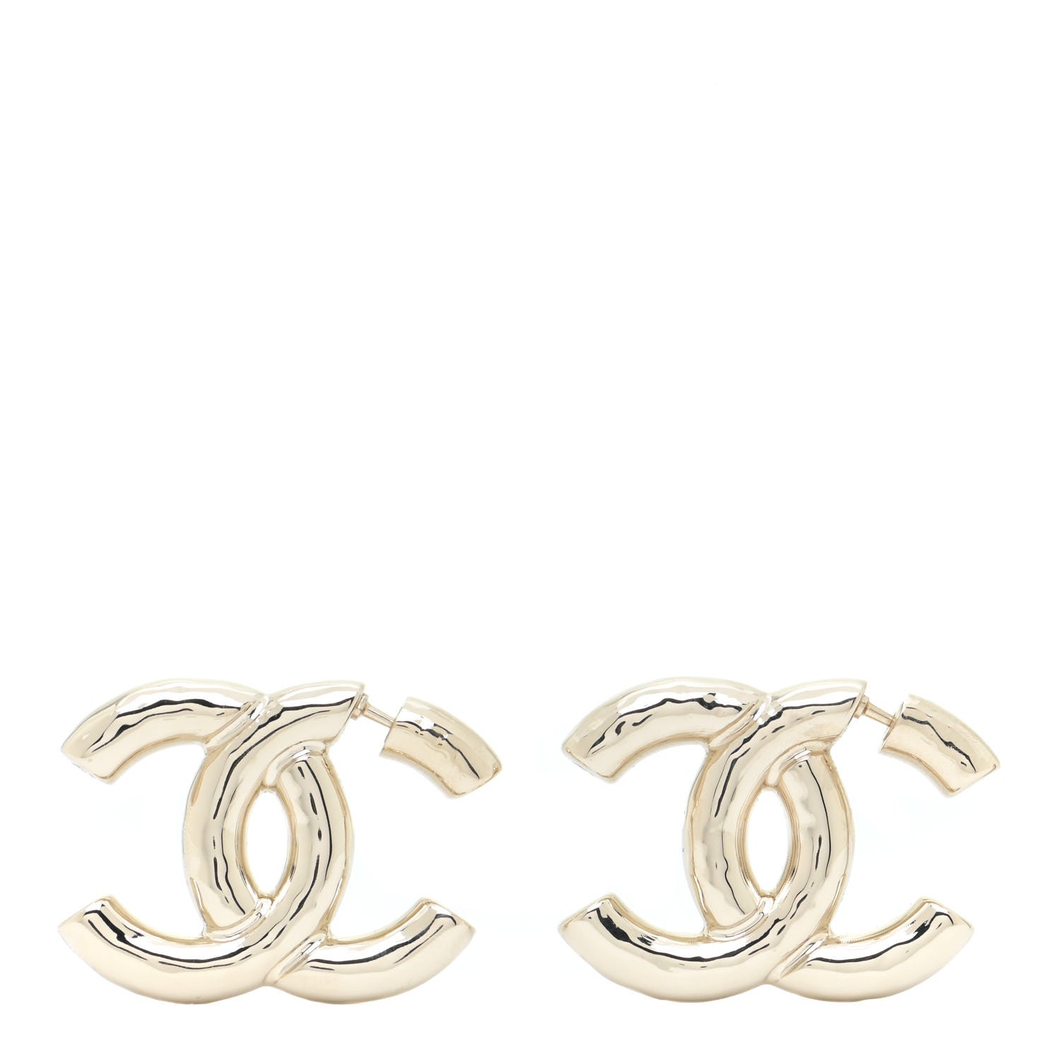 Chanel Metal Large CC Earrings Light Gold 1 of 5