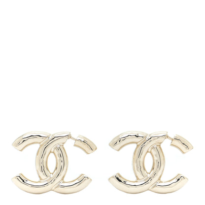 Chanel Metal Large CC Earrings Light Gold 1 of 5