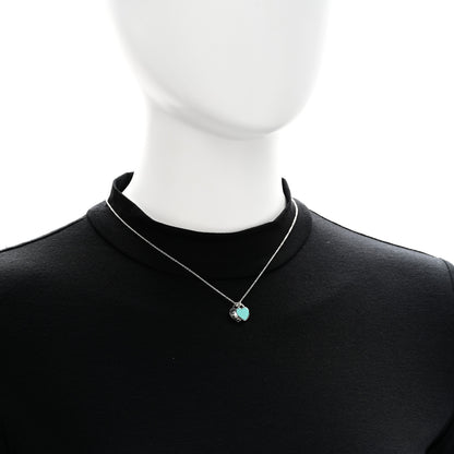 Tiffany Sterling Silver Enamel Mini Return to Tiffany Double Heart Tag Pendant Necklace Blue 2 of 7