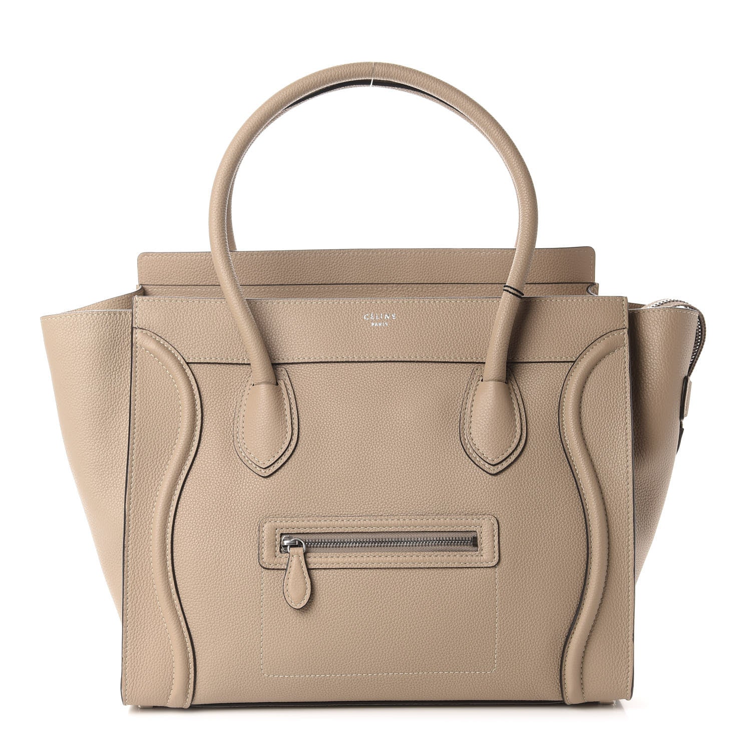 Celine Drummed Calfskin Shoulder Luggage Dune 1 of 10