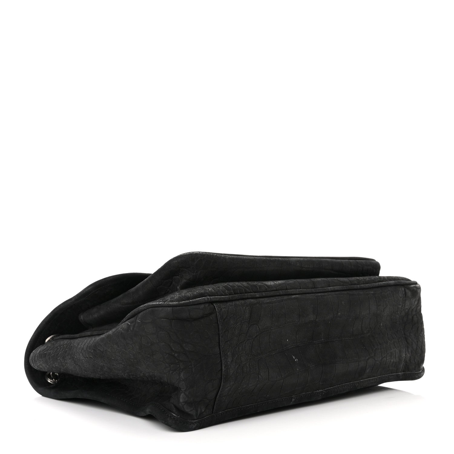 Saint Laurent Nubuck Crocodile Embossed Monogram Medium Niki Chain Satchel Black 4 of 10