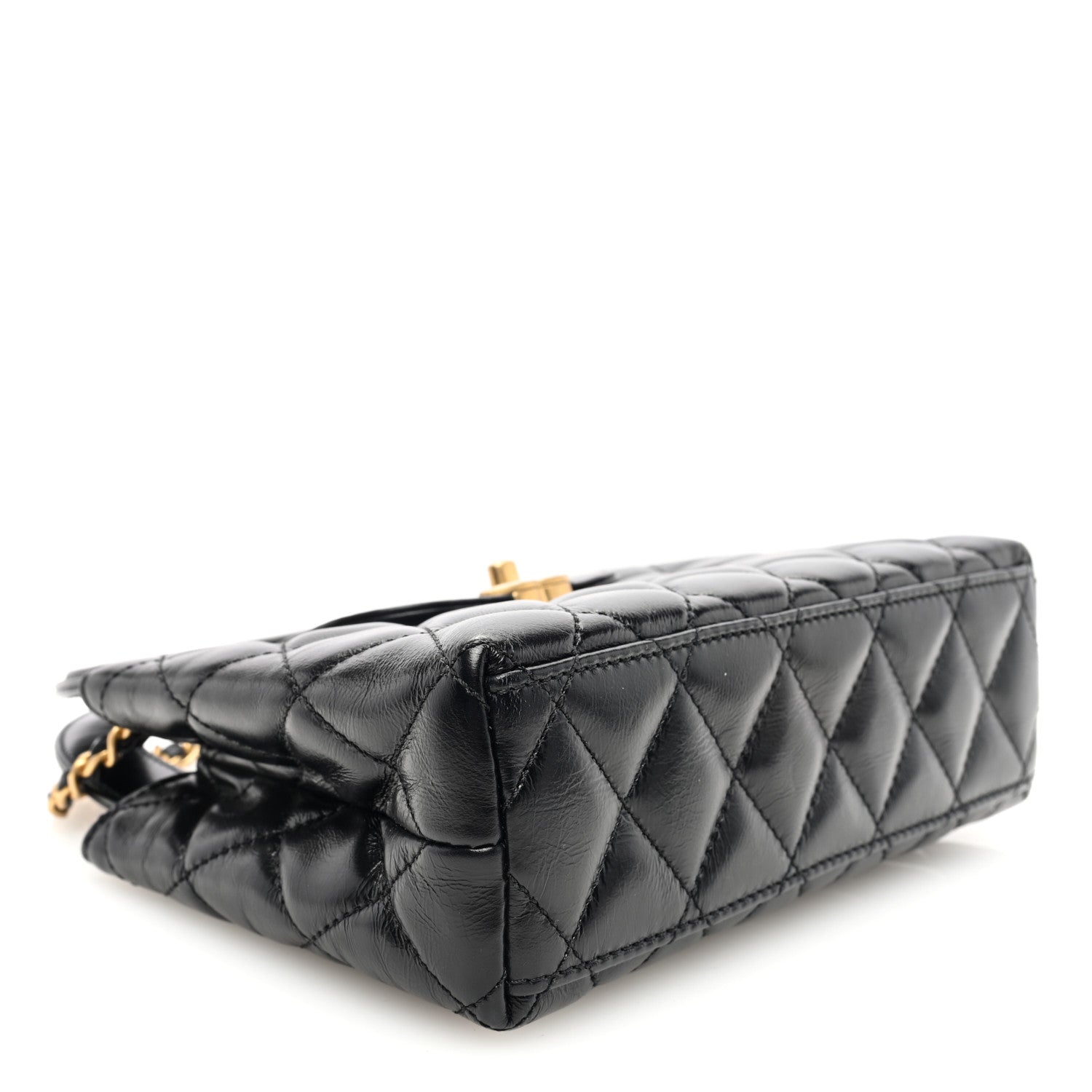 Chanel Shiny Aged Calfskin Quilted Nano Kelly Shopper Black 4 of 10