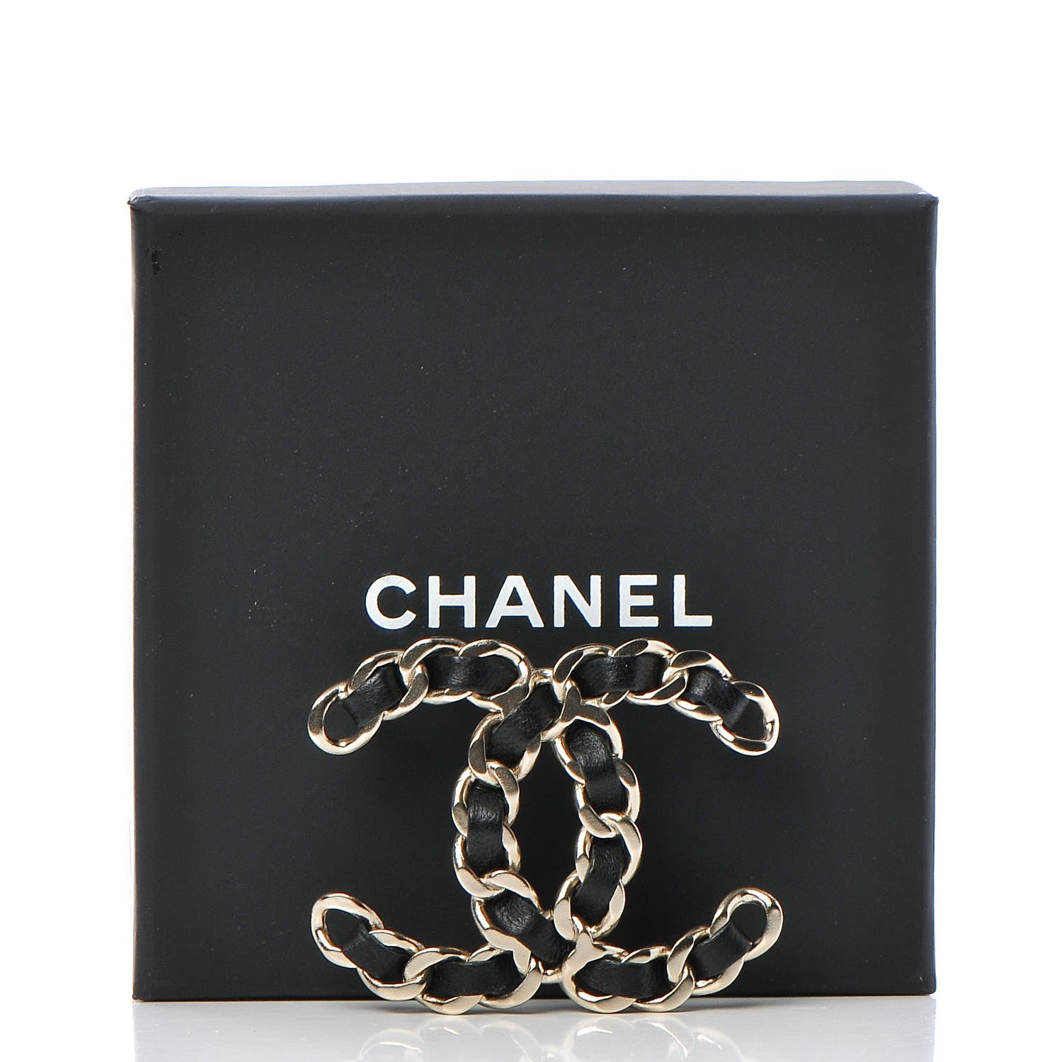 Chanel Lambskin Chain CC Brooch Black Gold 5 of 5