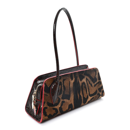Christian Louboutin Calfskin Crocodile Embossed Pony Hair Leopard Print Eloise Top Handle Bag Brown 3 of 9