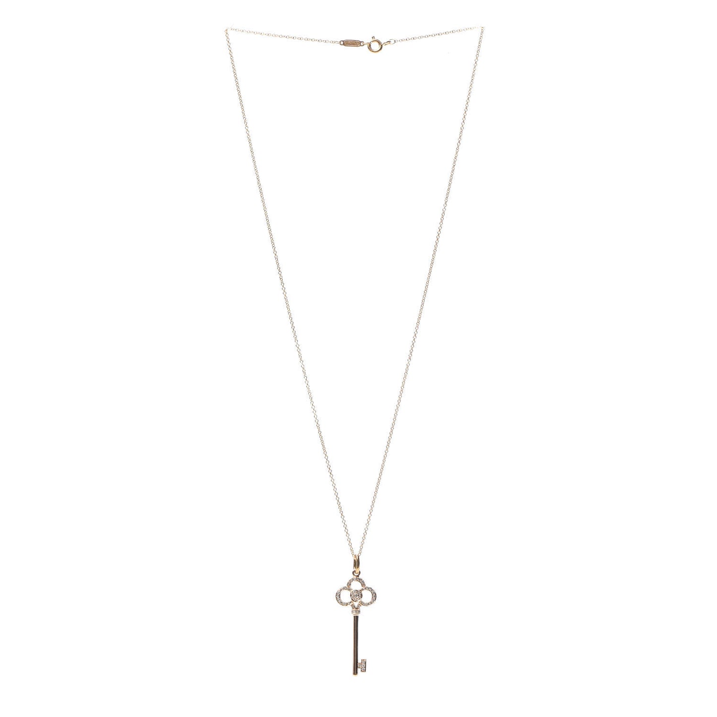 18K Yellow Gold Diamond Crown Key Pendant Necklace