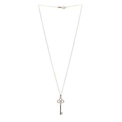 Tiffany 18K Yellow Gold Diamond Crown Key Pendant Necklace 3 of 5