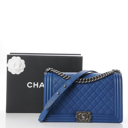 Chanel Caviar Quilted New Medium Boy Flap Dark Blue 8 of 8