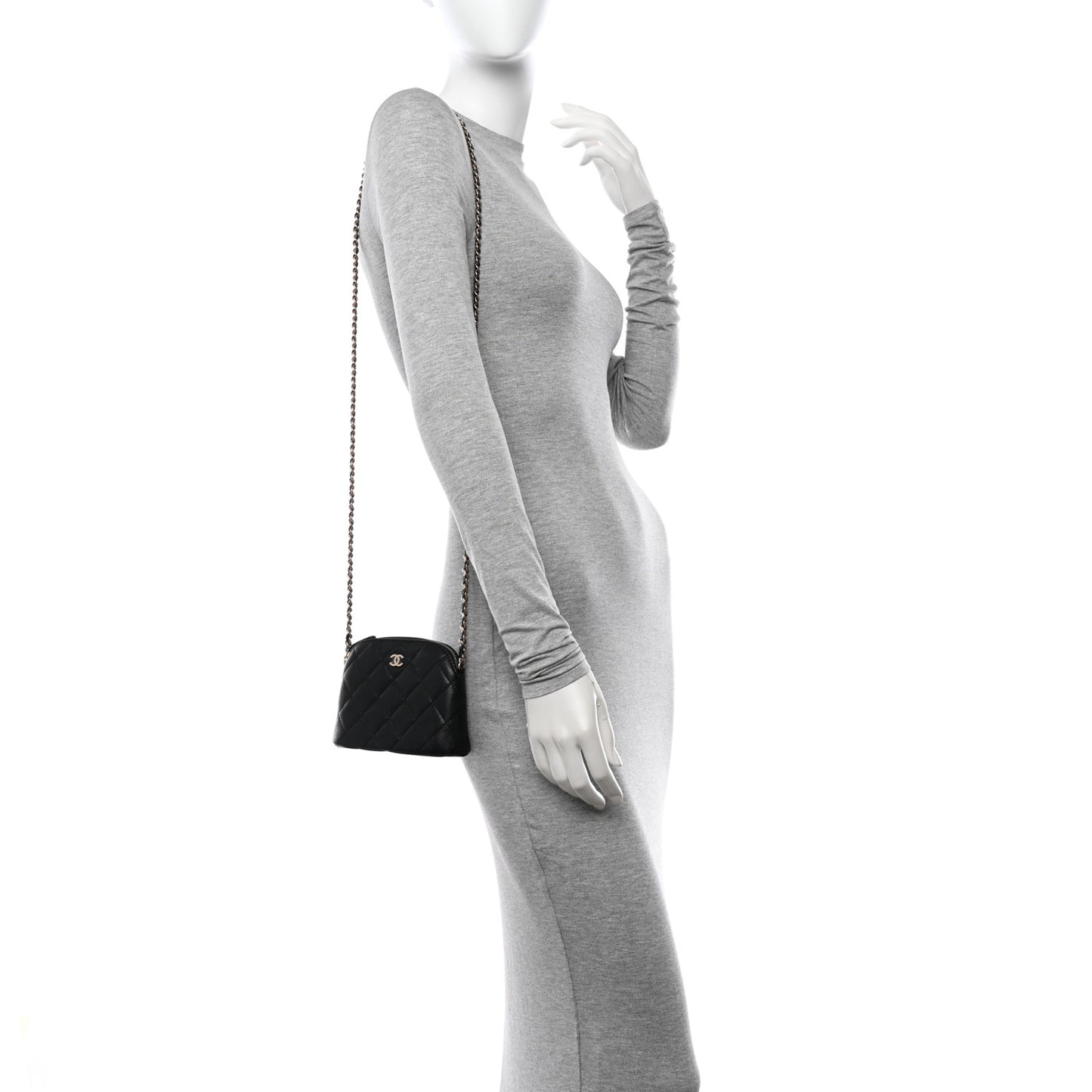 Caviar Quilted Classic Clutch with Chain Black