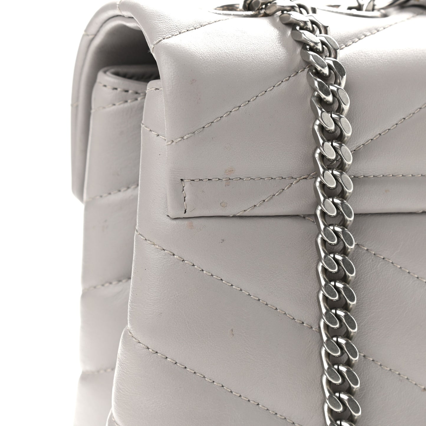 Calfskin Y Quilted Monogram Medium Loulou Chain Satchel Granite