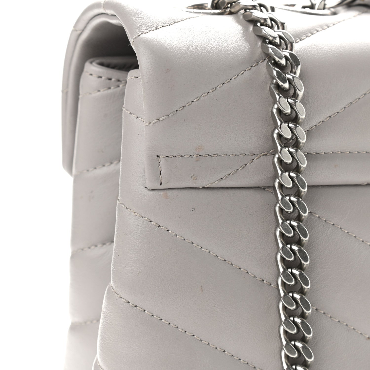 Saint Laurent Calfskin Y Quilted Monogram Medium Loulou Chain Satchel Granite 10 of 13
